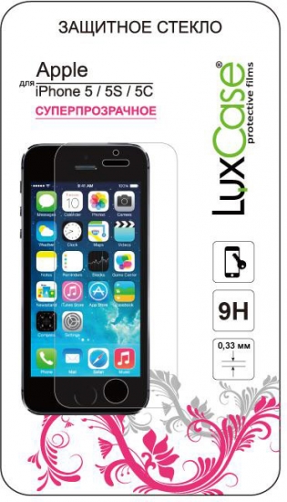 Защитное стекло для сотового телефона LuxCase для iPhone 5/5C/5S прозрачное 0,33 мм
